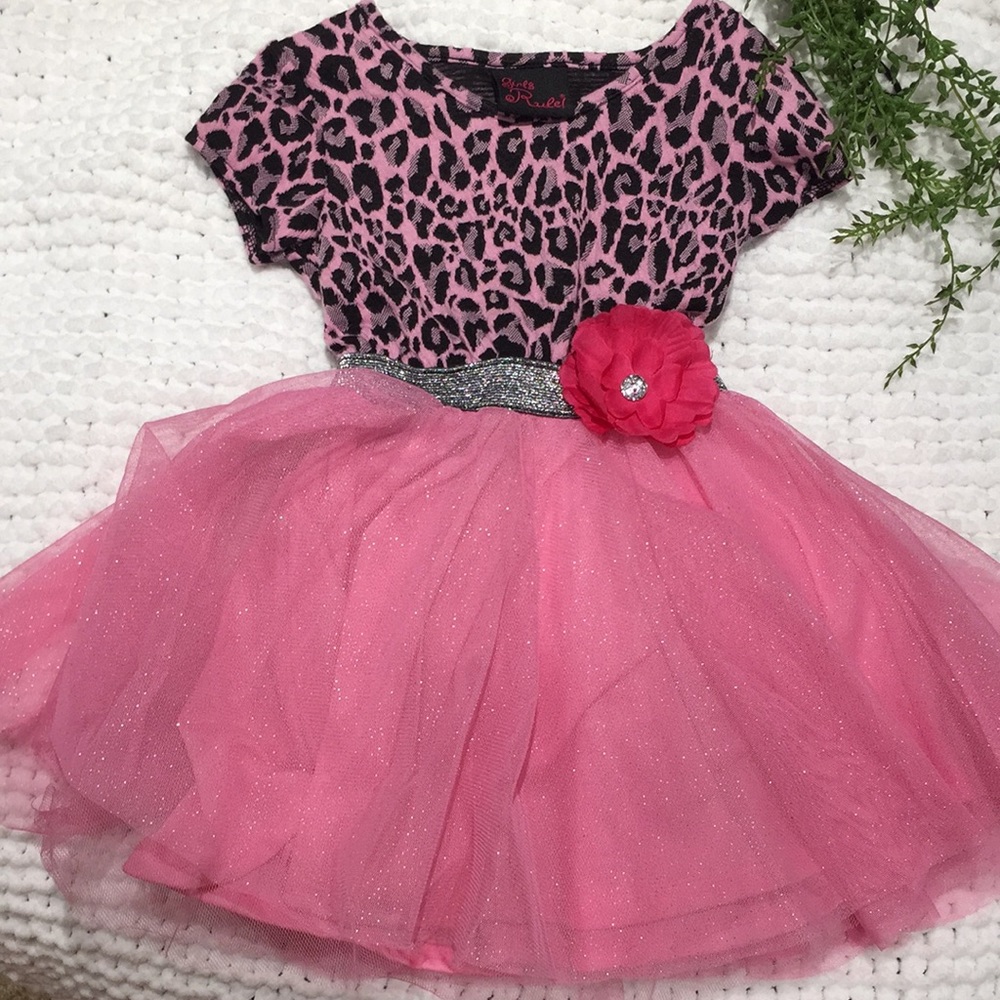 Girls Rule leopard tulle dress